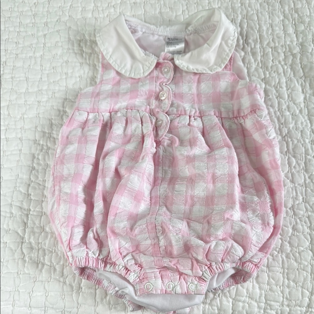 Pink and White Gingham/Checkered Baby Romper